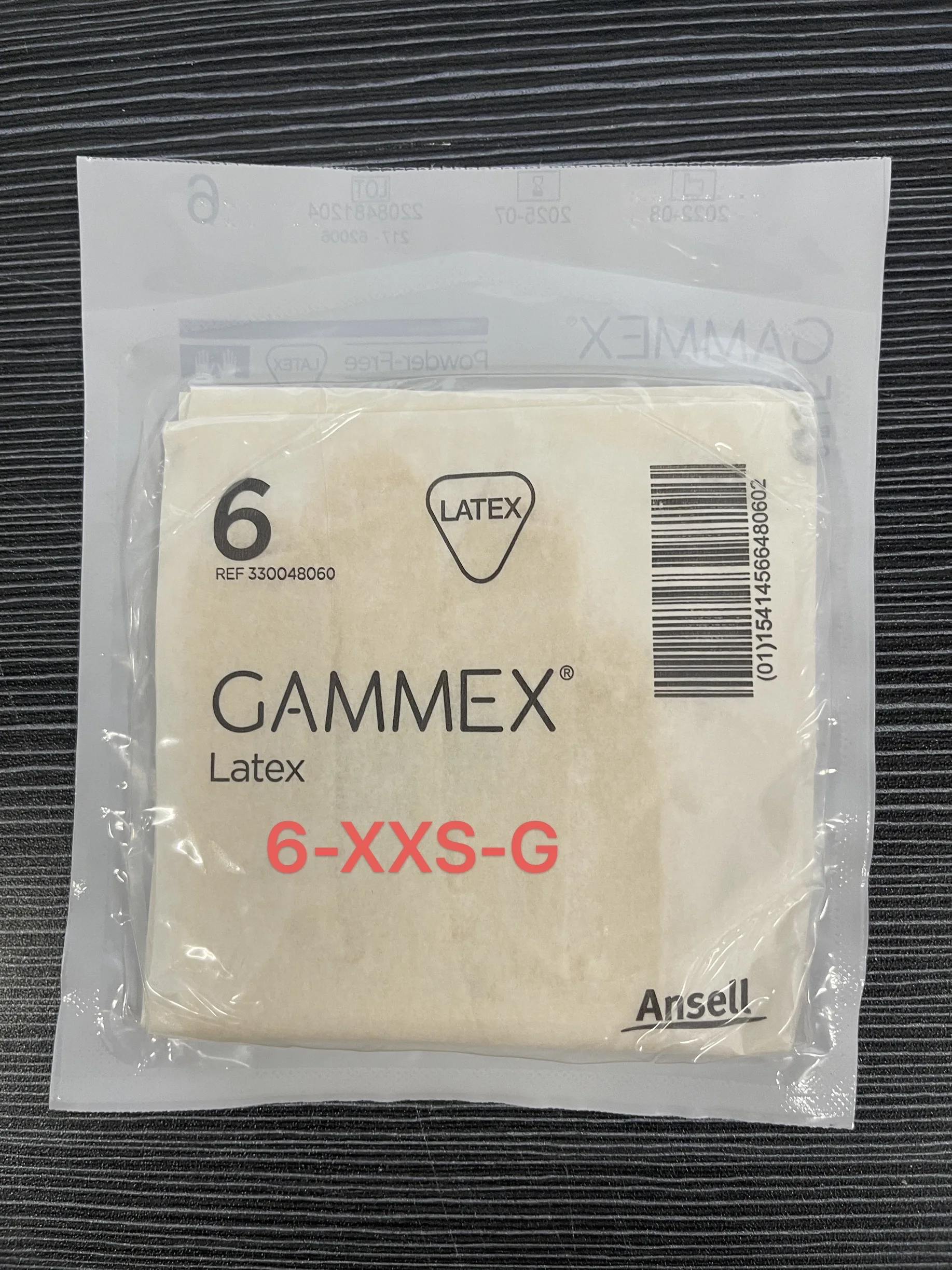 Ansell Gammex Latex gloves(1 pair)-powder-free  (6 size) latex  gloves length about 30cm