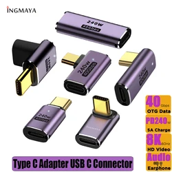 Type C Adapter 90 Degree USB C Connector OTG Converter 240W Extension Fast Charging USBC Extender Elbow Right Angle L Shape