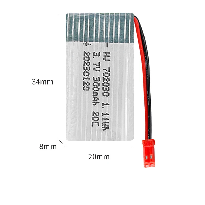 6Pcs 702030 Drone Battery 3.7V 300mah Li-po Rechargeable Batteries For Syma X11 E55 Fq777 Fq17w F180 U816 RC Drone UAV Battery