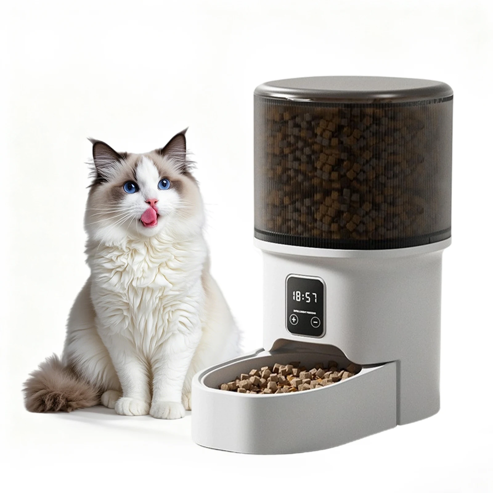 Comedero Automático para Gatos de 4L con Temporizador, Control de Porciones, 1-6 Comidas por Día, Control por Botones para Gatos y Perros Pequeños