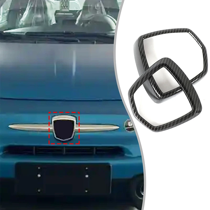 

ABS Carbon Fiber For Abarth 595 695 2017+ Car front and rear logo ring decoration sticker car exterior accessories 2Pcs