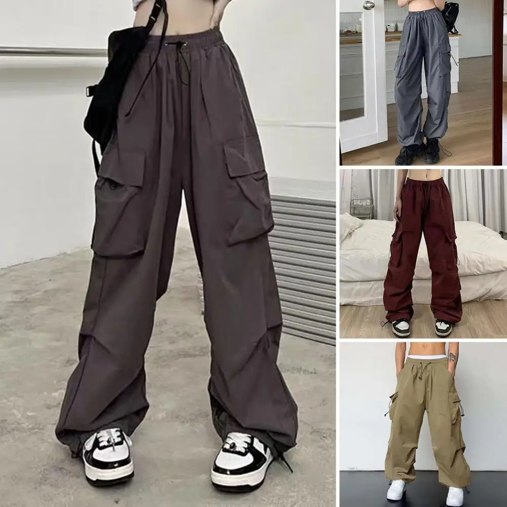 

Women Cargo Pants Harajuku Quick-Drying Multi Pockets Parachute Pants Men Vintage Y2k Hip Hop Wide Leg Joggers Casual Sweatpants