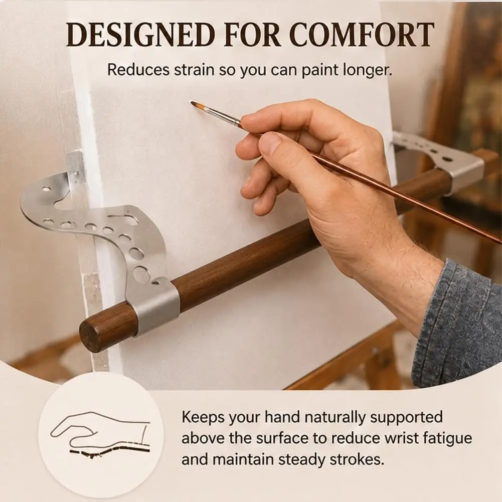 Support de Bras et Poignet Réglable pour Artistes – Stabilisateur de Mains pour Peinture et Dessin (Mahl Stick)