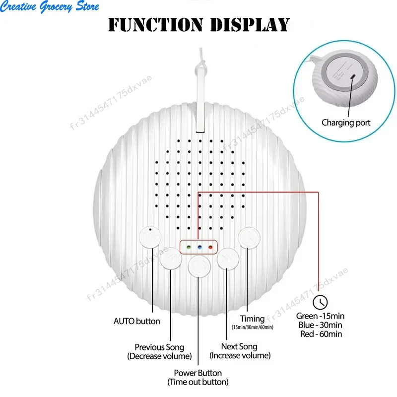آلة مساعدة النوم 10 أصوات مهدئة آلة صوت الضوضاء البيضاء توقيت إيقاف التشغيل القابلة لإعادة الشحن مراقبة الاسترخاء أثناء النوم