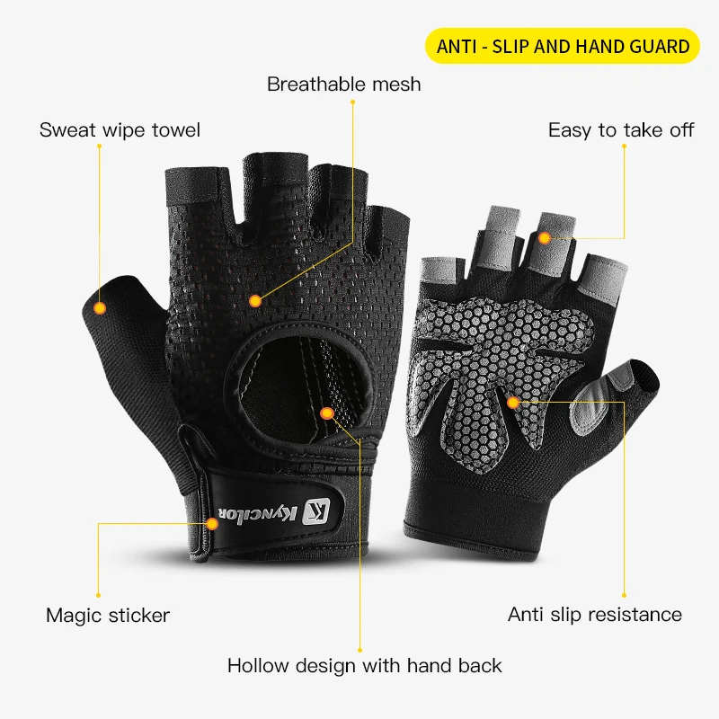 Half Finger Cycling Fitness Gloves Gym Anti-slip Wear Resistant Anti-sweat Breathable Fishing Bicycle Motorbike Gloves Men