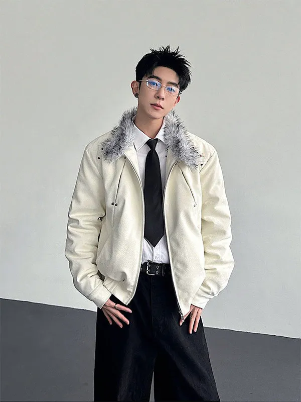 

TANGZ STUDIO Men's Thiened Fce Lined Fur Jaet Harrington Sle Winter Coat Stand Fit Faion Urban Youth Outerwear