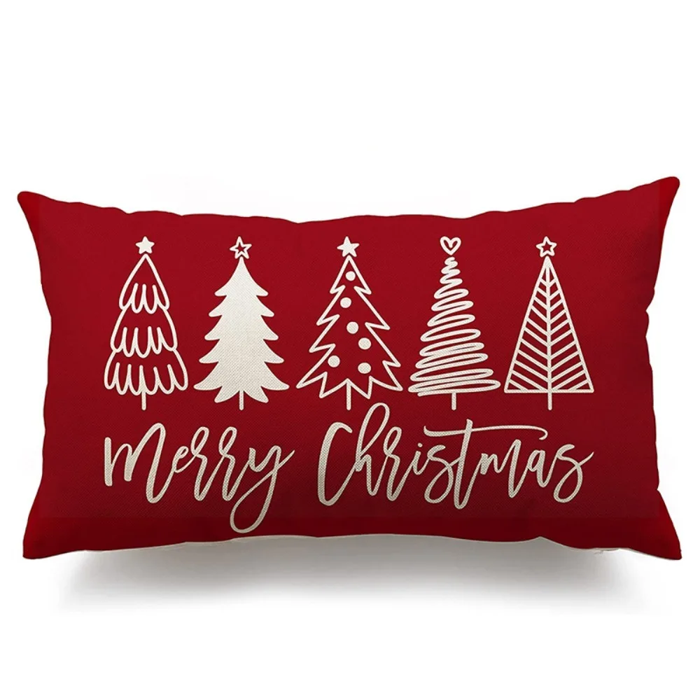 New 30*50cm Christmas Pillow Cover Rectangle Linen Cloth Throw Pillow Cover Decorative Pillow Cover Sofa Decoration