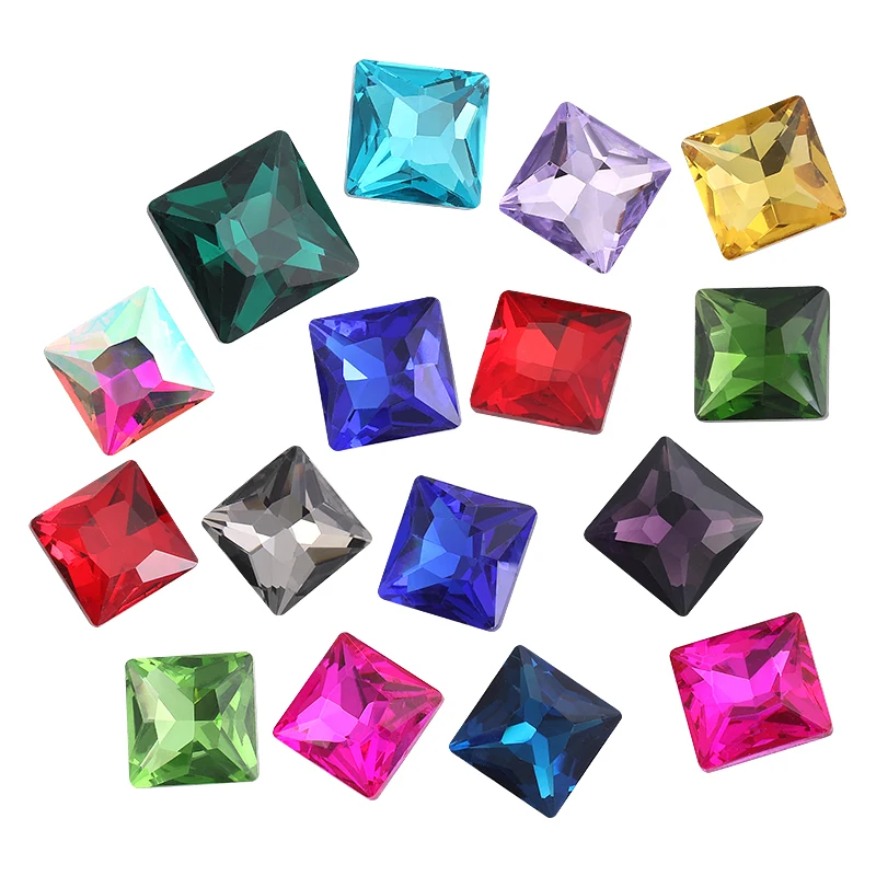 Square Rhinestones Glass Stones Glitter Crystals 8~14mm DIY Crafts Rhinestone For Clothes Decoration Glue On Dress Accessories