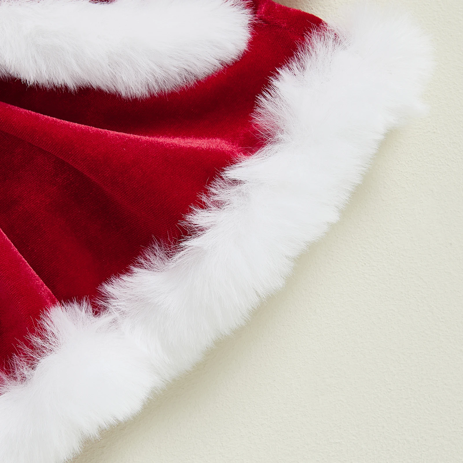 

Baby Girl Christmas Romper Dress Fashionable Round Neck Long Sleeve Fur Trim Velvet Velvet Jumpsuits Costume
