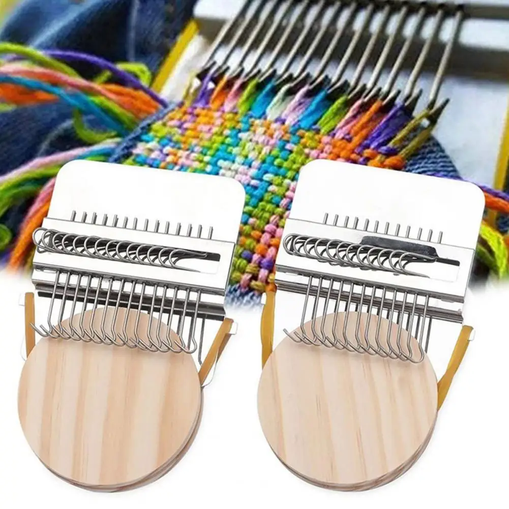 Mini Loom Machine With 10/12/14/21/28/42 Needles Manual Darning Loom Wooden DIY Jeans Socks Clothes Mending Weaving Loom Toy