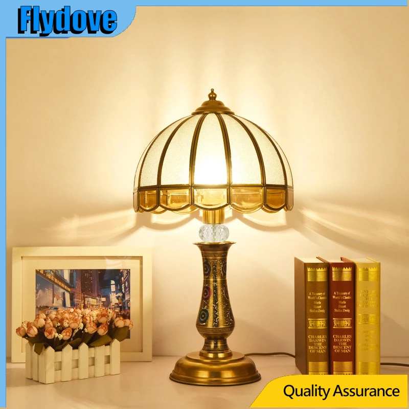 

Nordic Retro Simple Luxury Gold Copper Table Lamp, Warm Villa Living Room Study Bedroom Bedside Decoration Lighting Fixtures