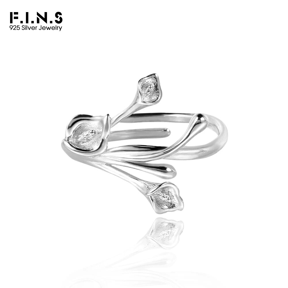 

F.I.N.S оригинальное кольцо из стерлингового серебра Calla Lily S925, минималистичное элегантное новое кольцо в китайском стиле с открытым ремешком на палец, ювелирные изделия, подарки