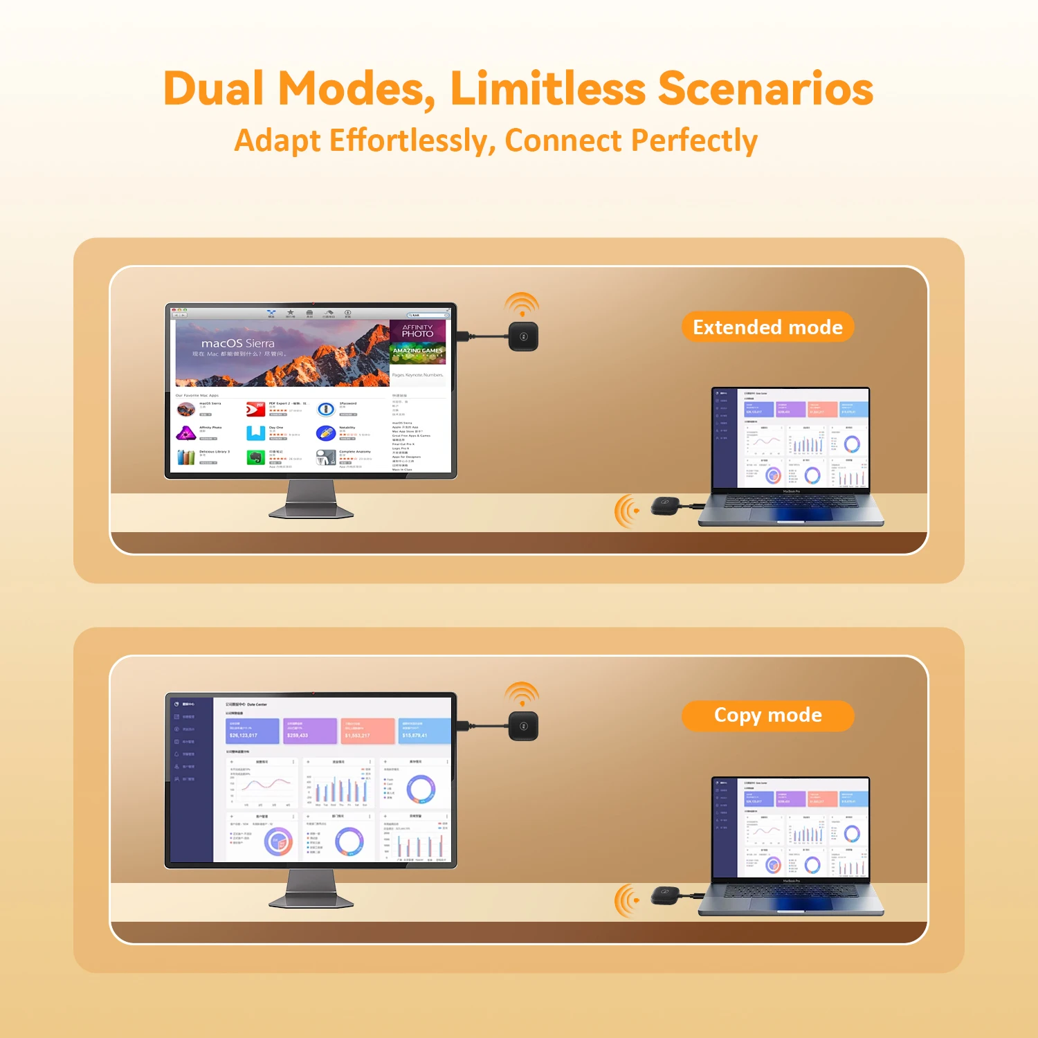 1080P 50m موسع لاسلكي فيديو الارسال والاستقبال عرض محول لماك بوك الكمبيوتر المحمول إلى التلفزيون العارض