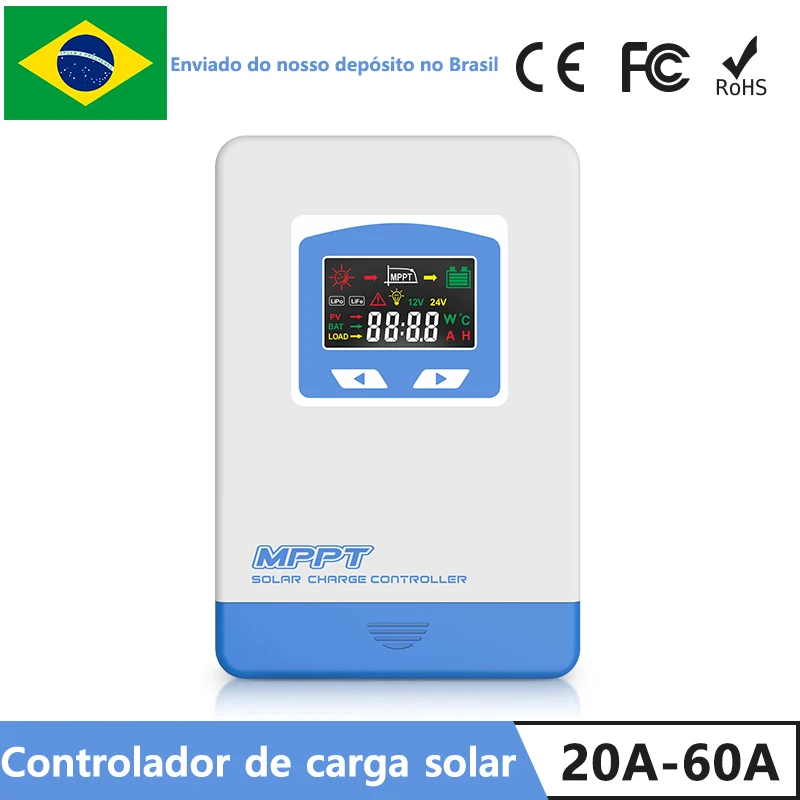 Controlador de carregador solar mppt 40a 30a 20a 12v 24v regulador de painel solar display lcd vários modos de controle de carga suporte