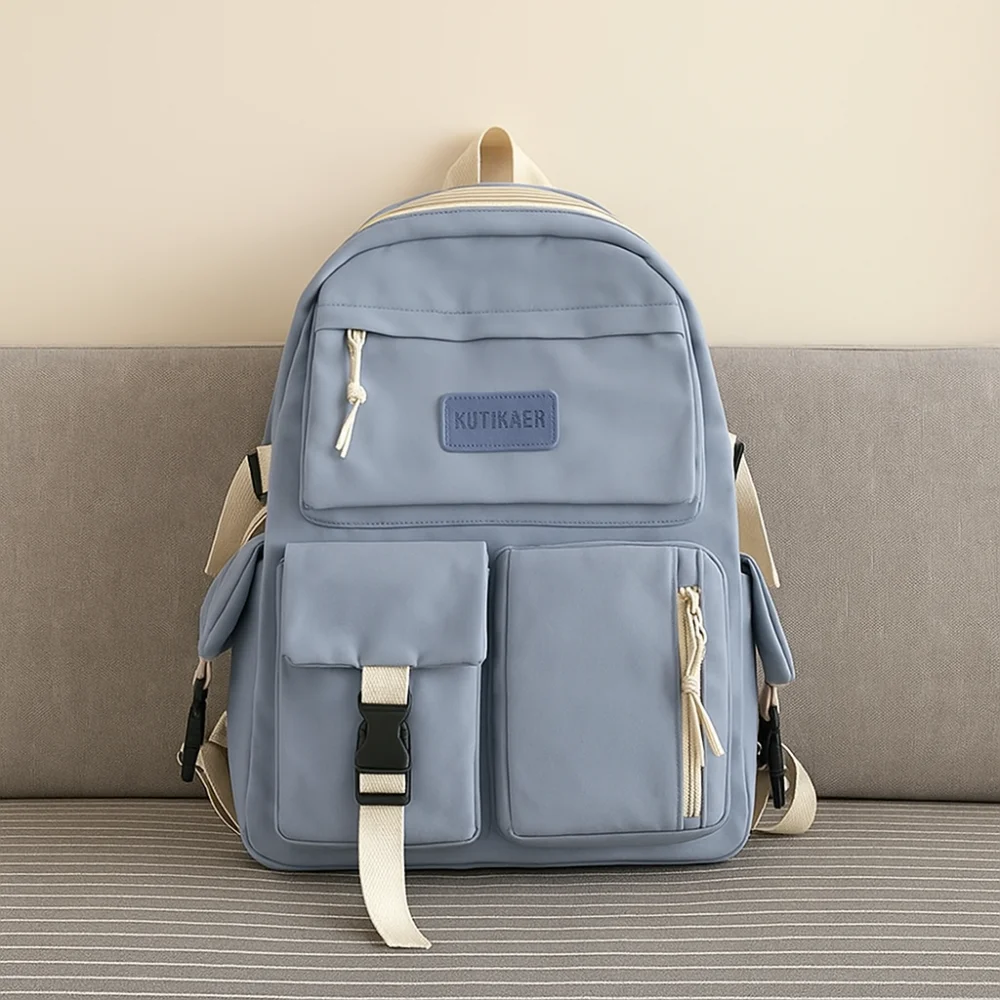 Mochila de estudante de grande capacidade respirável alça ajustável mochila escolar leve multi-bolso mochila casual viagem