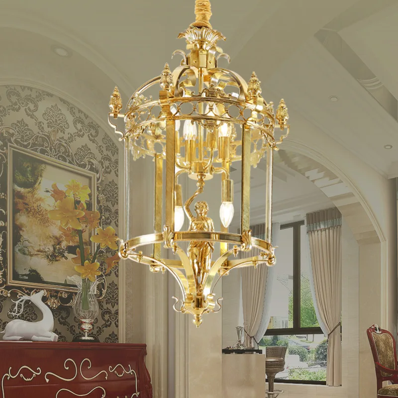 French, all brass, chandelier, vintage, court, aisle, hallway