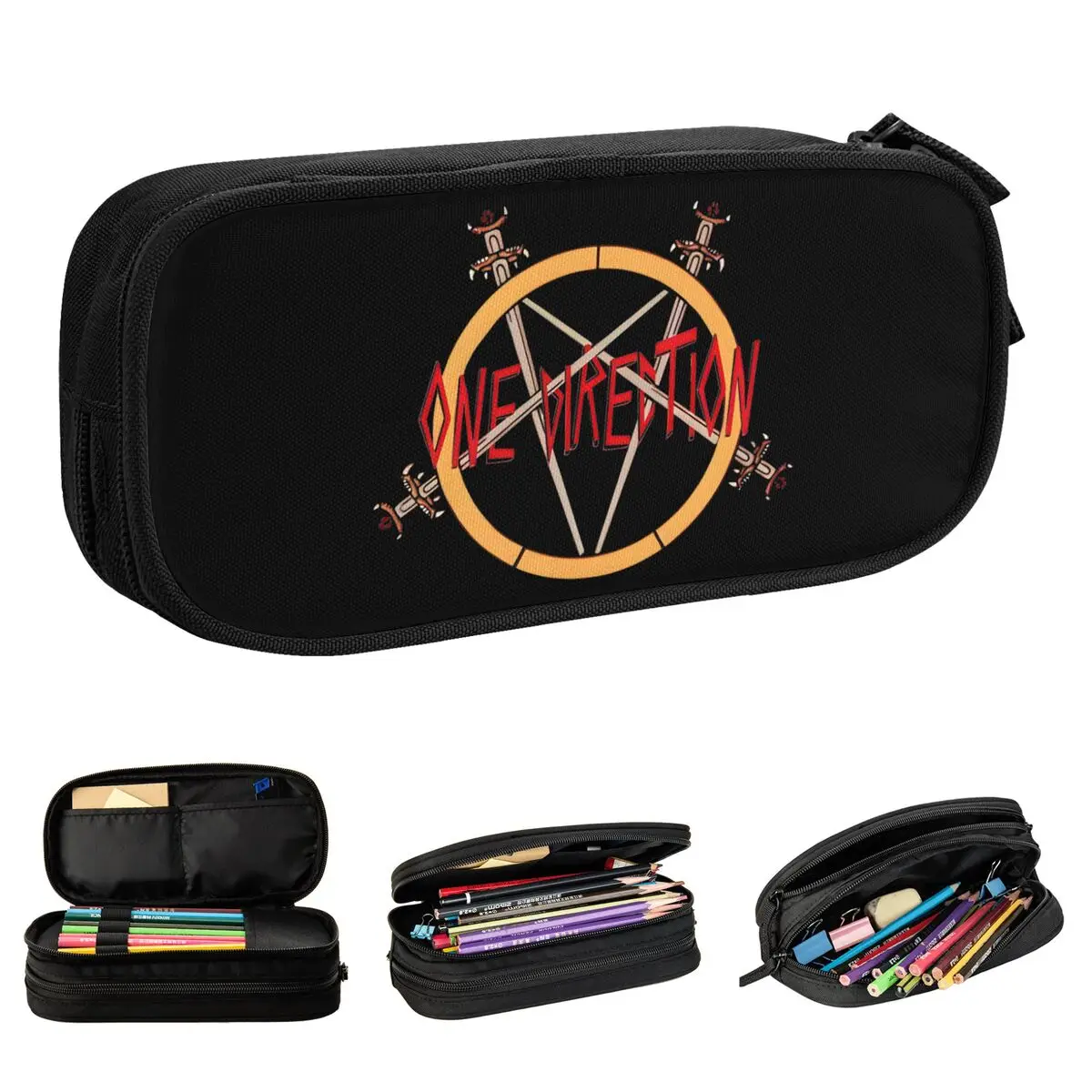 Ones Music And Directions Metal Version Pencil Cases Fun Heavy Metal Band Pen Bags Girl Boy Large Storage Office Pencilcases