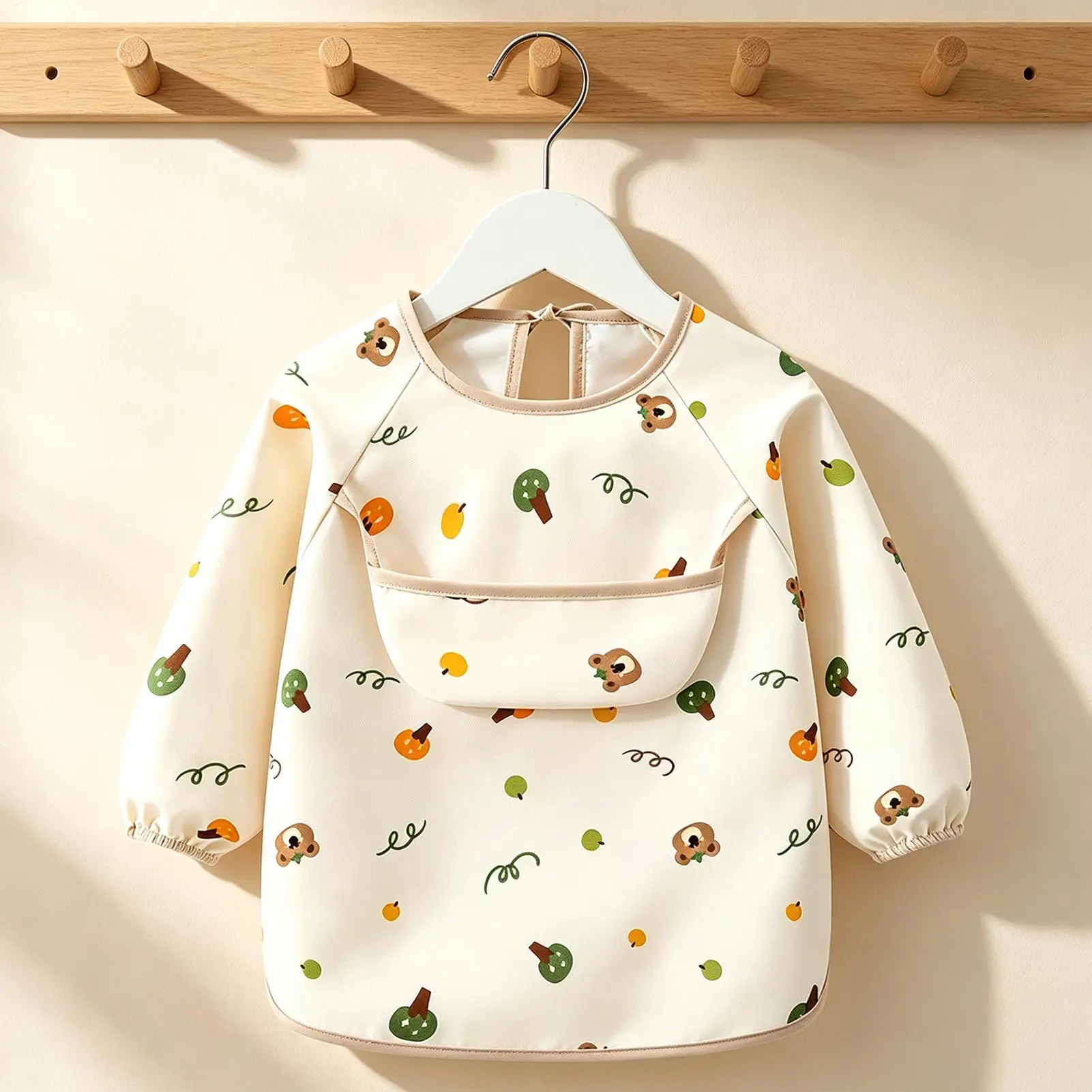 Feeding Smock Soft Adjustable Large Pocket 6-36 Months Children Food Feeding Bib Cover For Kitchen Dining Restaurant Home