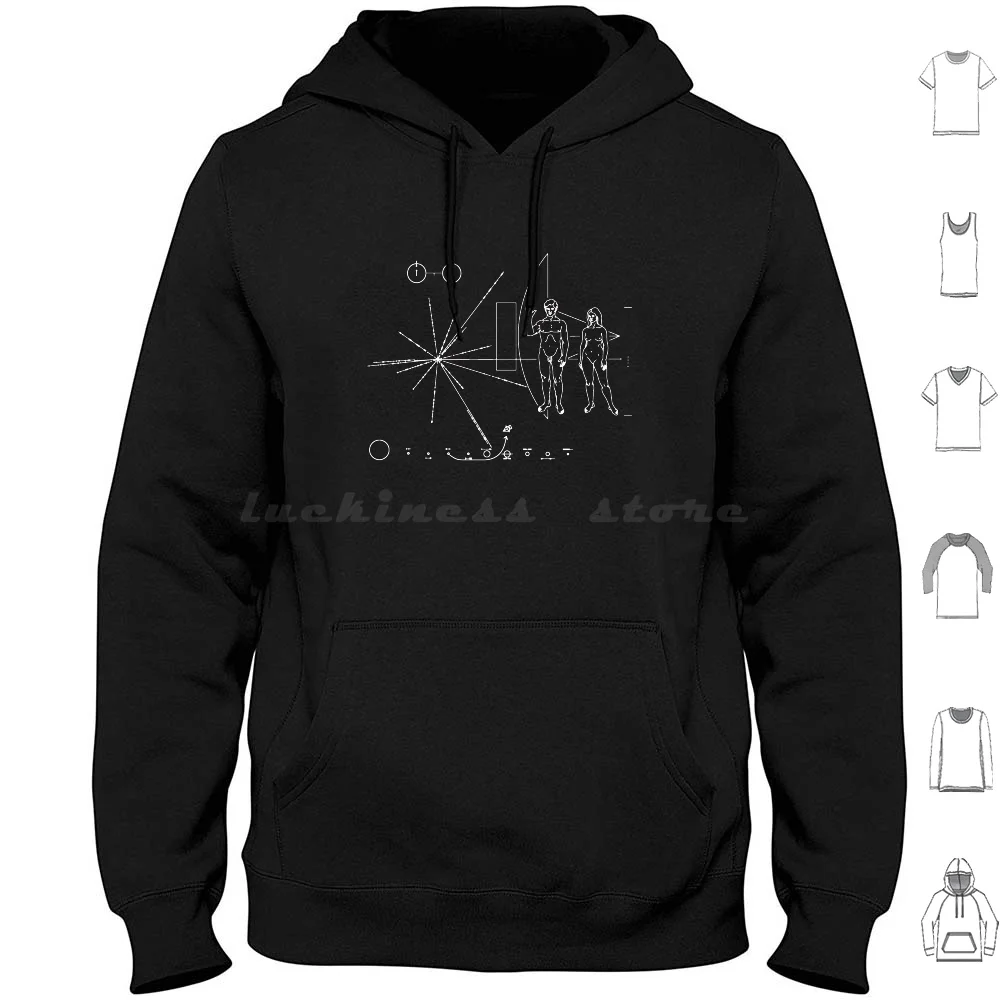 Pioneer Plaque Space Exploration Science Math Teacher Geek Gift White Hoodie Cotton Long Sleeve Pioneer Plaque Pioneer Seti