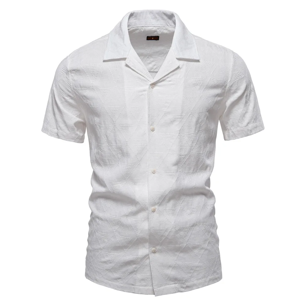 Summer 2025 Men's Plaid Casual Business Shirt Short-Sleeved Lapel Undershirt Versatile Stylish Checkered Top for Men