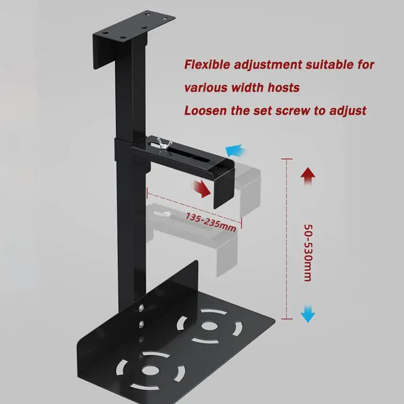 Imagem -03 - Computador Mainframe Hanger Universal pc Case Holder sob Mesa Wall Side Mount Suporte Cpu Anfitrião Caixa Bracket Rack Ajustável