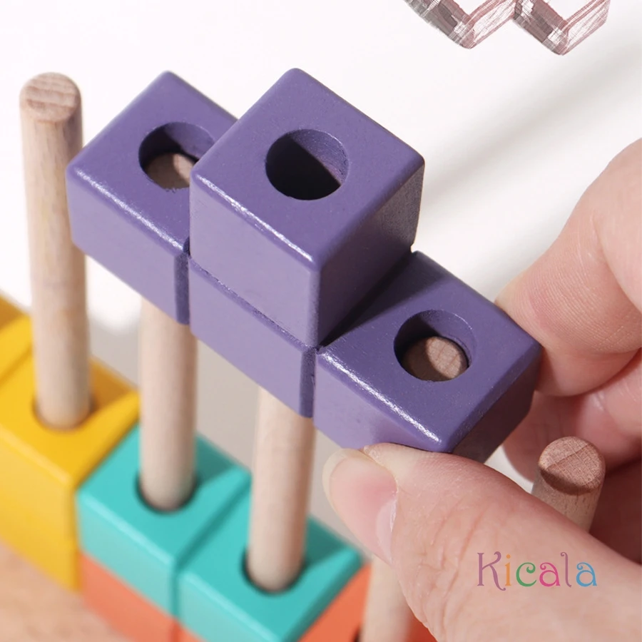 モンテッソーリマジックブロックパズルおもちゃ空間論理的思考トレーニングゲームレインボースタッキングブロック数学教育玩具子供のため