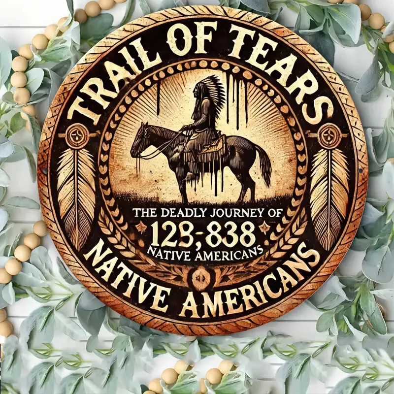 لافتة فنية جدارية من الألومنيوم "Trail of Tears 1828-1833' عتيقة - مثالية لغرفة النوم والمطبخ وتناول الطعام وديكور البار - تصميم فريد من نوعه #5