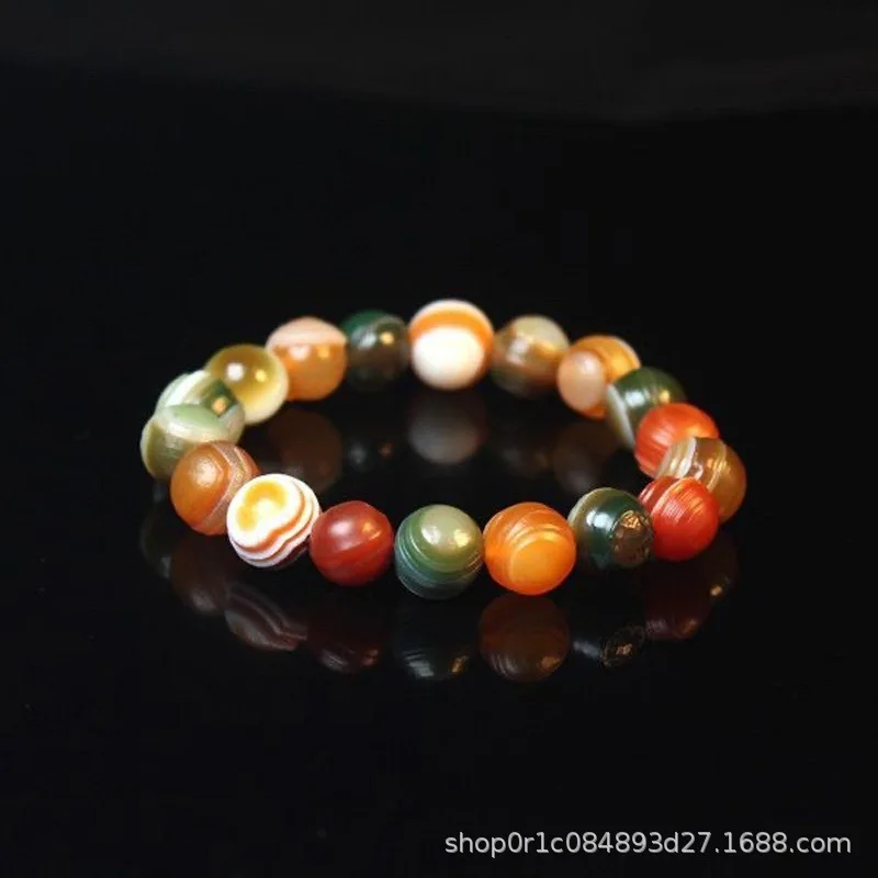 Xinjiang Alashan Men\'s and Women\'s Colorful Crafts Bracelet Candy Color Agate Beads