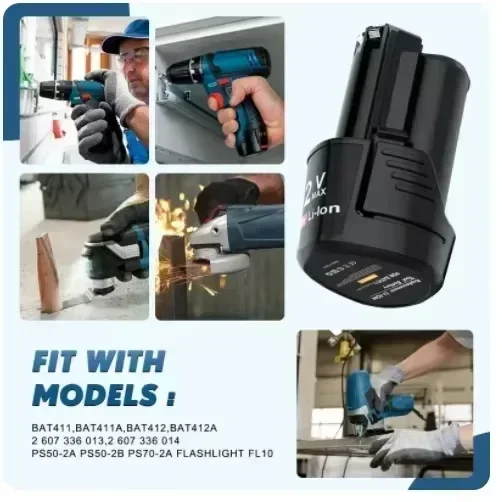 2026 12 فولت بوش 3Ah ليثيوم أيون BAT420 BAT411 استبدال البطارية لبوش BAT411 BAT412 BAT413 BAT414 10.8 فولت بطارية الطاقة اللاسلكية T #3