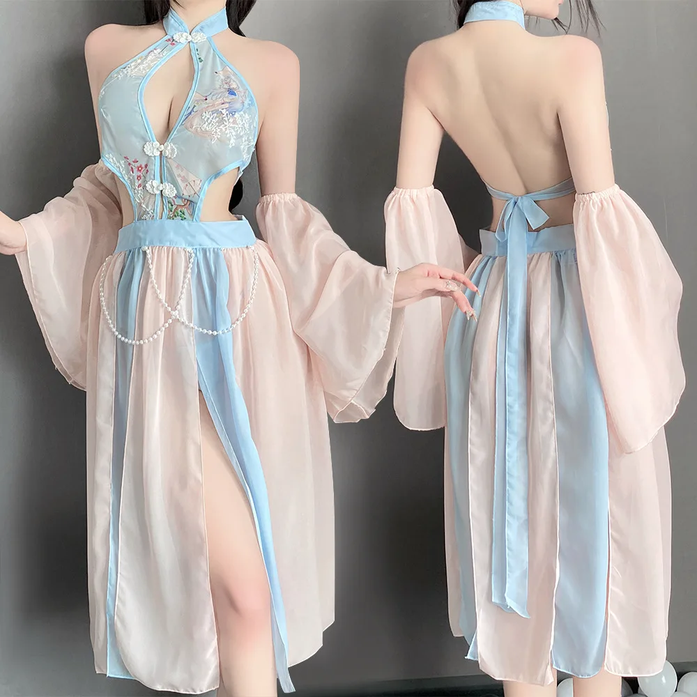 Women Lingerie Exotic Sets Nightwear Republic of China Ancient Hanfu Chinese Cheongsam Skirt Dress Cosplay Role Play Uniform