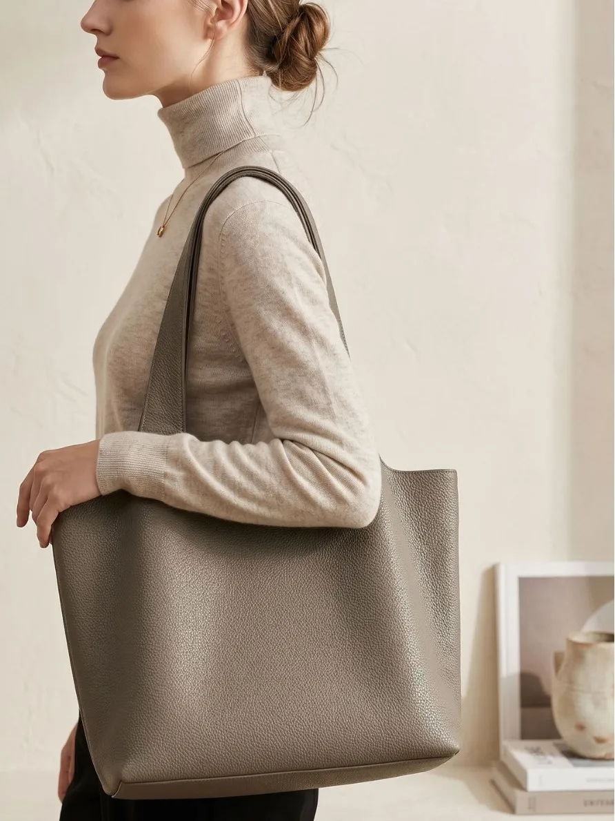 

Versatile Casual Large-capacity Women Tote Bag Commuter Senior Sense Underarm Bag Top-grain Cowhide Leather Women Bag