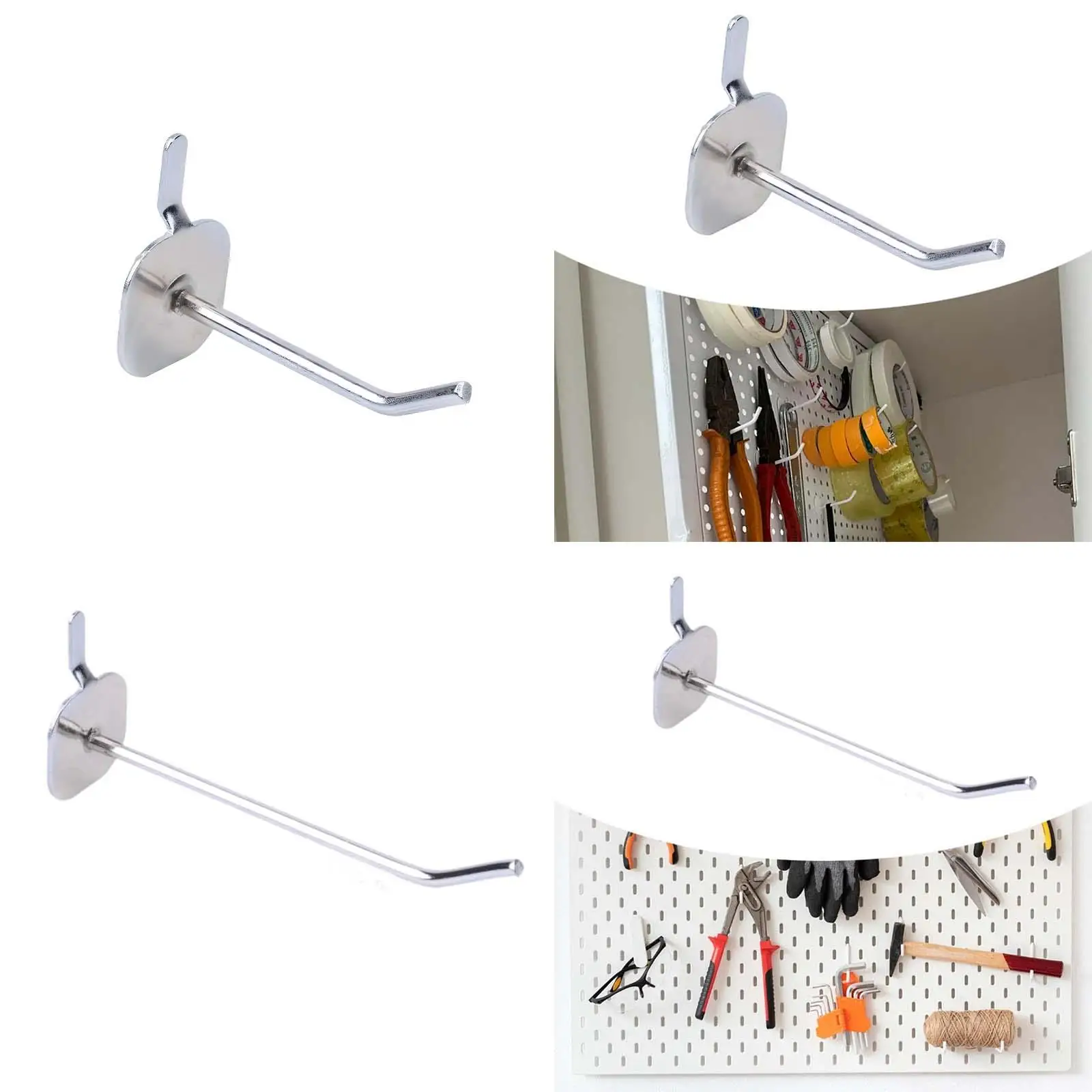 3x10 Pieces Pegboard Hooks Slatwall Hook Rack Hanging Display Hanger Metal Panel Hooks for Garden Work Shop Kitchen Supermarket