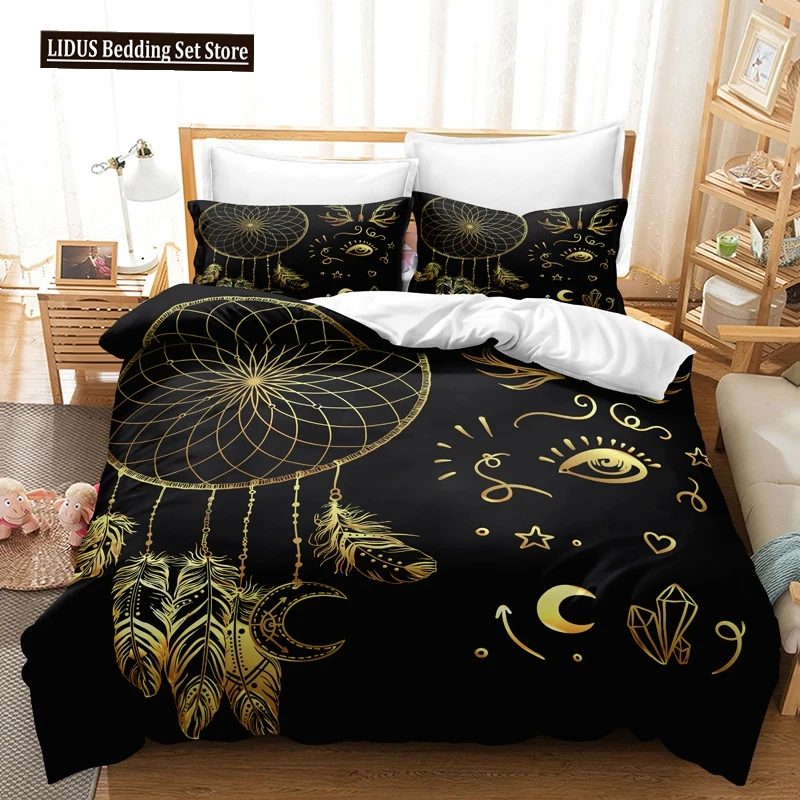 

Dream Catcher Duvet Cover Set King Queen Size Tribal Exotic Floral Bohemian Style Polyester Bedding Set For Kids Girl Boy Teens