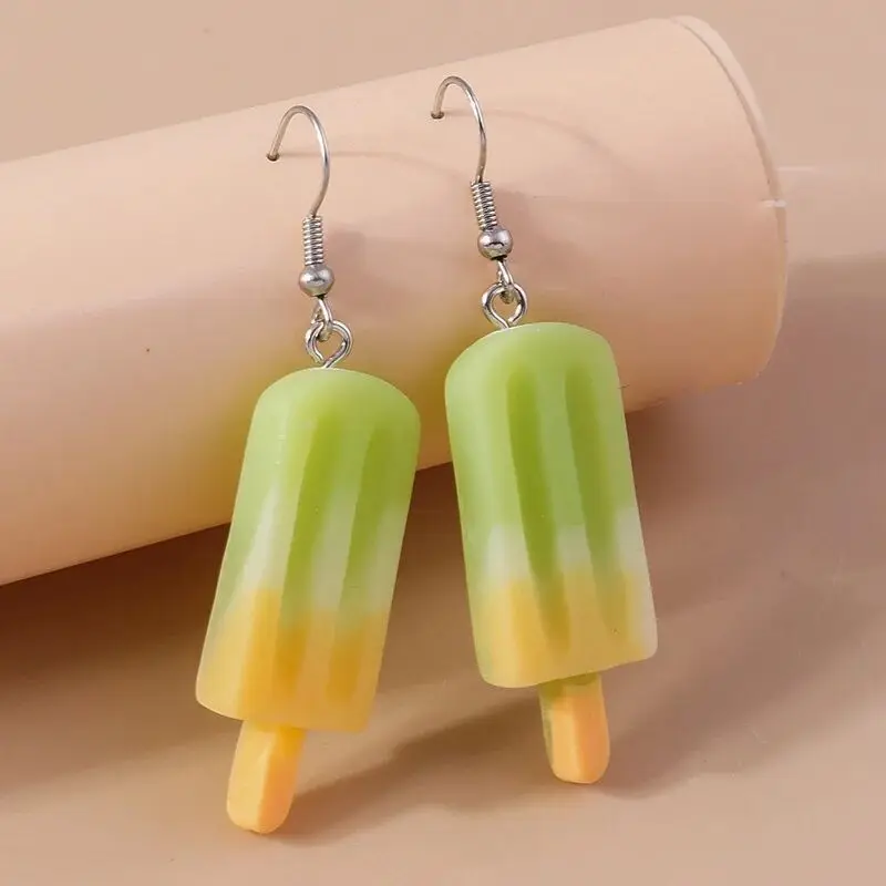 Neue Nette Harz Simulation Lebensmittel Ohrringe für Frauen 3D Popsicle Eis Ohrringe Mädchen Kinder Schmuck Geschenke
