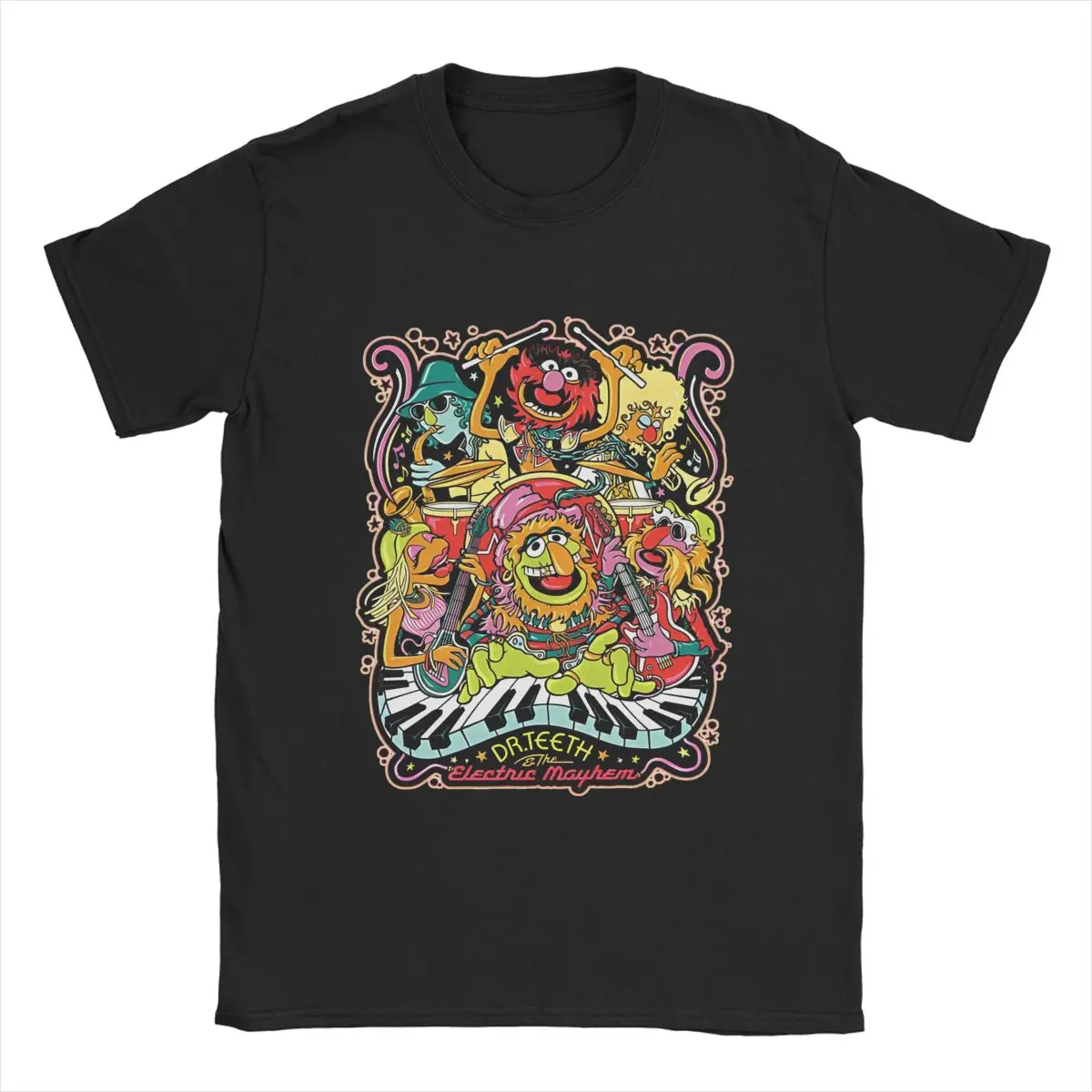 Men Dr. Teeth And The Electric Mayhem Contour T Shirt Pure Cotton Clothes Hipster Short Sleeve Round Collar Tee Shirt Plus Size