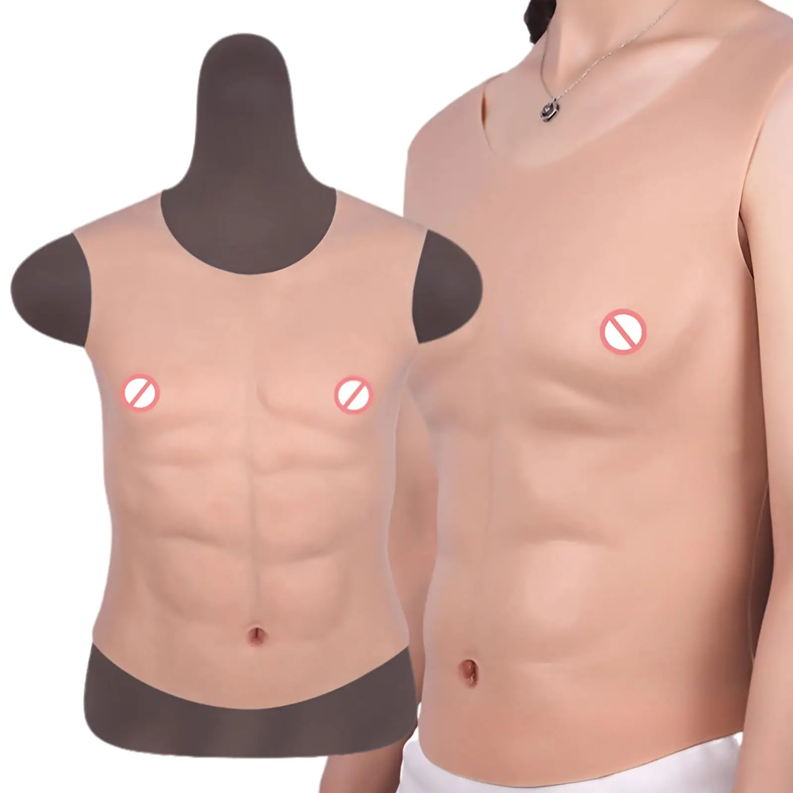 

Eyung Realistic Silicone Fake Stomach Muscles Cosplay 8 Pack Belly Chest Men Artificial Simulation Muscle Skin Up Body Cosplay