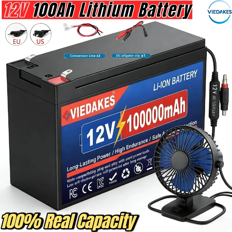 

12V LiFePO4 Battery 100Ah Rechargeable - Low Temp Protection for Electric Wheelchair Camping RV Solar Boat Sprayer.