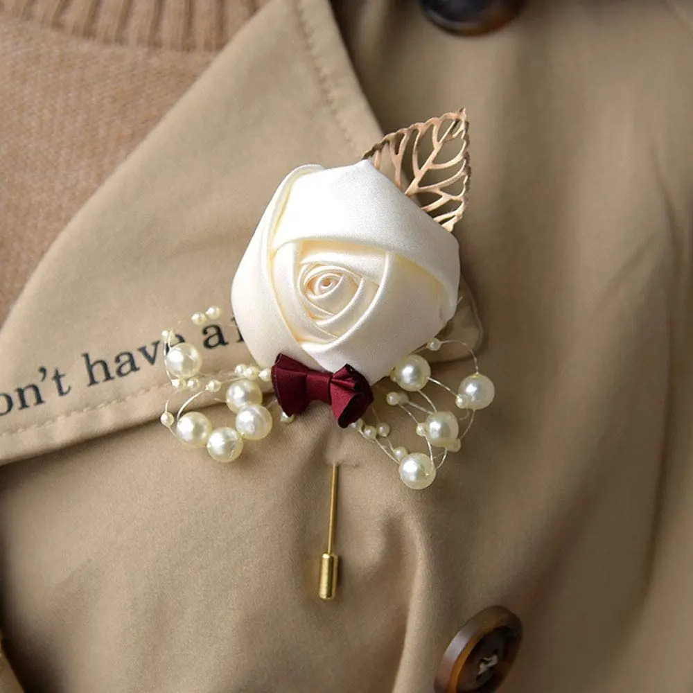 YO CHO-Flor De Corsage De Casamento Para Homens, Rosa De Seda, Noivo Boutonniere, Buttonhole Pin, Planejador De Casamento, Flor De Corsage De Casamento