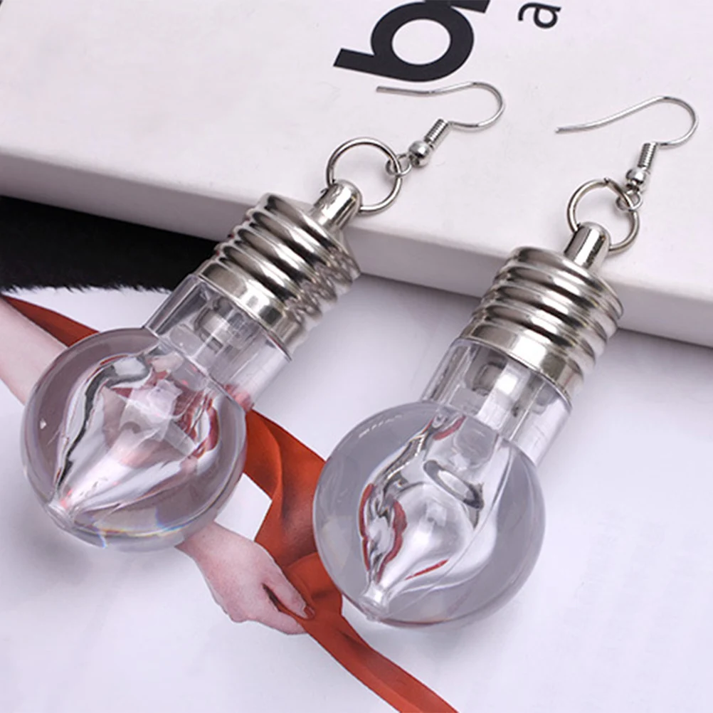 

1 Pair Led Light Up Bulb Earrings Christmas Dance Party Costume Accessories Lightweight Alloy Plastic Glow Button Cell Included