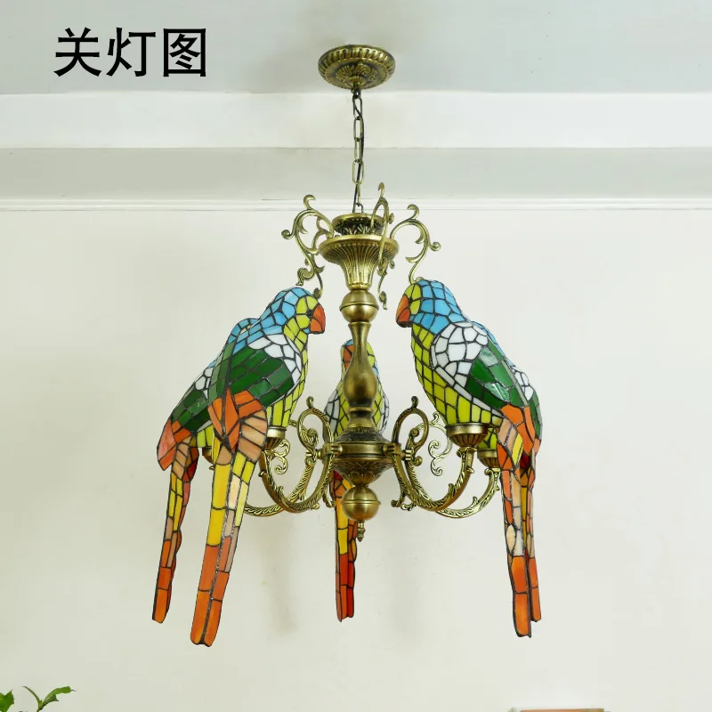 

Modern Art Colored Glass Parrot LED Pendant Lights Villa Living Room Background Hotel Lobby Luxury Home Decor Ceiling Chandelier