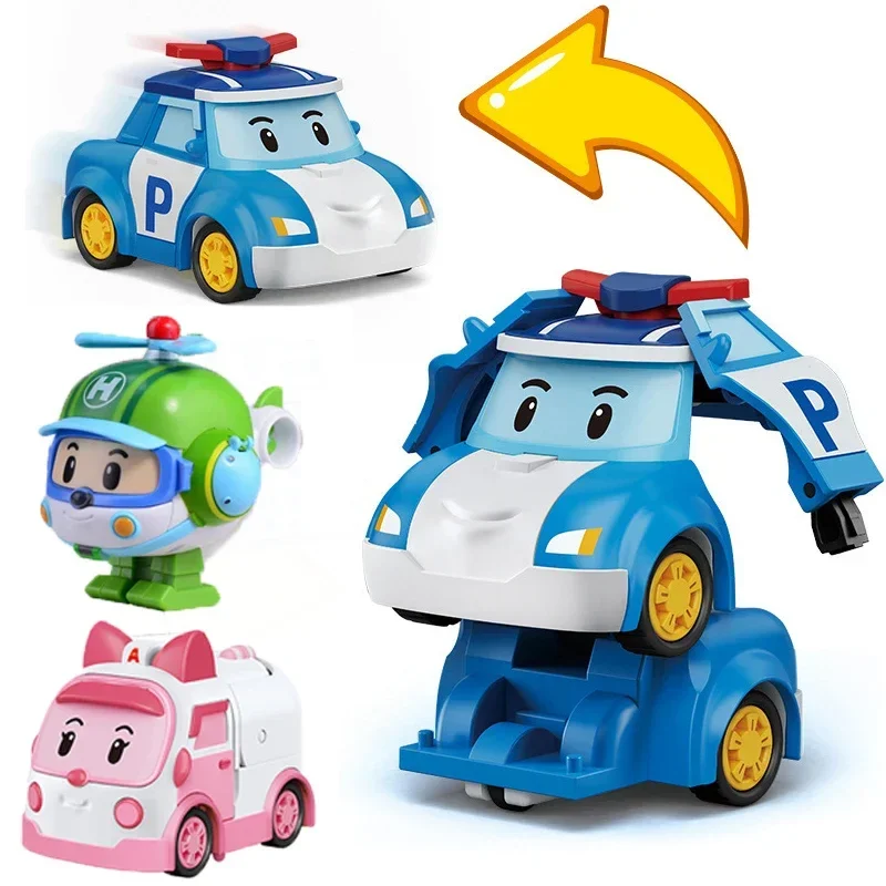 

Polis Robocar Action Figure Robot Car Deformation Transformation Amber Roy Haley Anime Cartoon Models Toys Kids Christmas Gifts