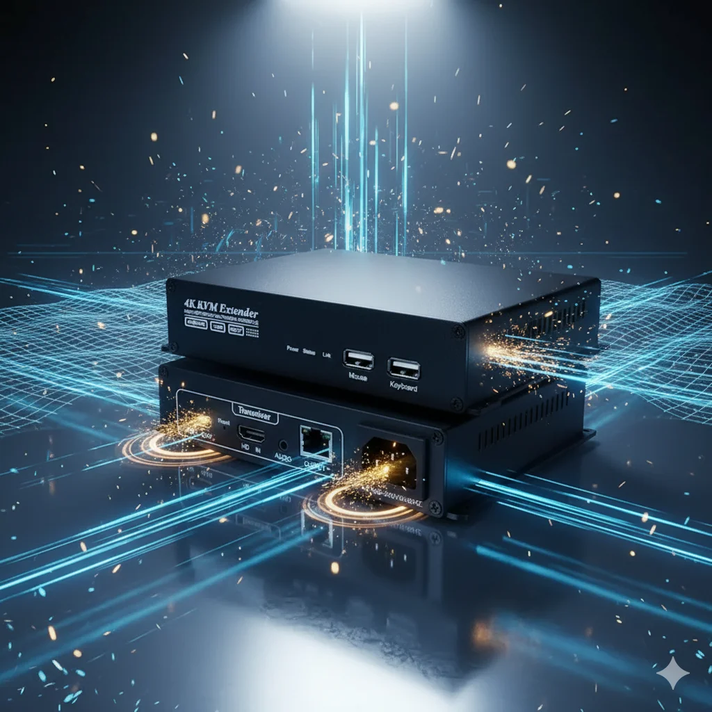 4K الصوت والفيديو عبر شبكة موسع نقل 120 متر التوصيل والتشغيل نظام التحكم KVM لمؤتمر مراقبة الأمن #1