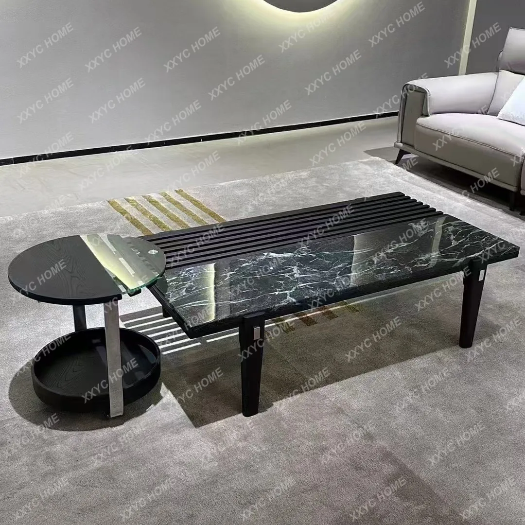 

Pula green combination coffee table minimalist ash wood marble coffee table