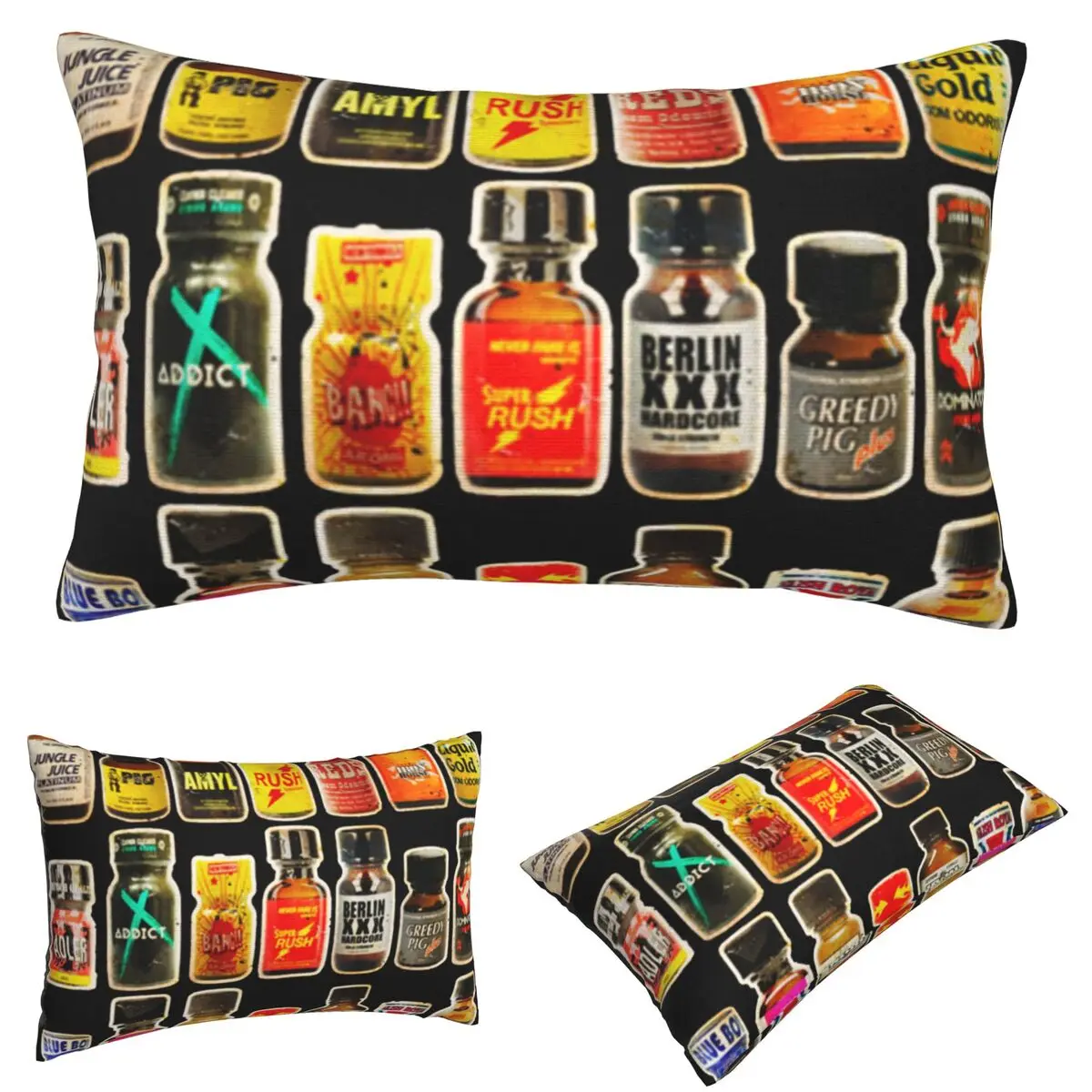 Poppers Bottles Gay Rush Jungle Juice Amyl Inhaler Rectangle Pillowcase Cushion Cover Decorative Bed Home Comfort Throw Pillow