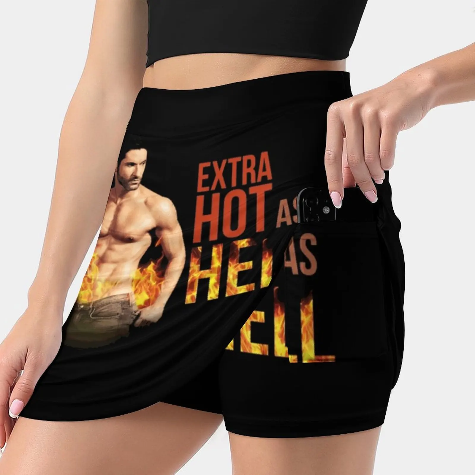 Extra Hot As Hell New Women Skirts Double-Layer Printed Short Dress Mini Sport Skirt Lucifer Lucifer Devil Demon Desire Bad