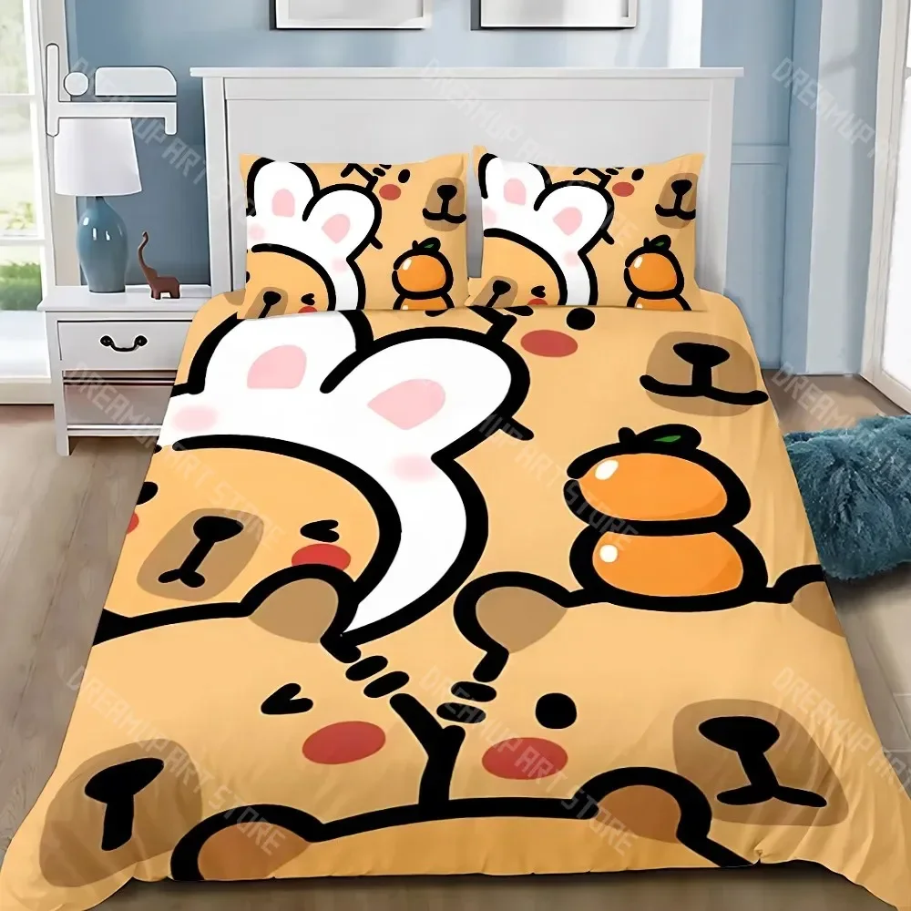 

3D принт милый капибара пододеяльник наволочка комплект постельного белья для взрослых мальчиков и девочек украшение для спальни детский подарок одинарный двойной большой