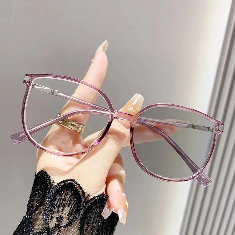 Lunettes de myopie photochromiques à monture scintillante pour femmes, surdimensionnées, UV d'extérieur, vue de près, mode, dioptrie à-4.0