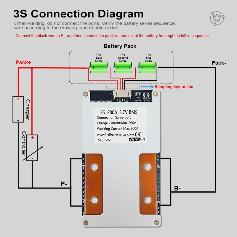 Heltecbms 3S 4S bms 12v lifepo4/18650/21700 литиевая батарея 80A 100A 120A 160A 200A 300A 330A380A балансировочная плата 12V ИБП инвертор