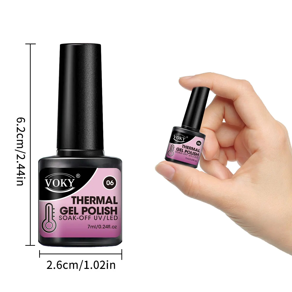 VOKY Juego de 7 piezas de kit adhesivo para uñas de gel intercambiable activado por calor, cambios de color con temperatura, se puede inmersión en UV/LED