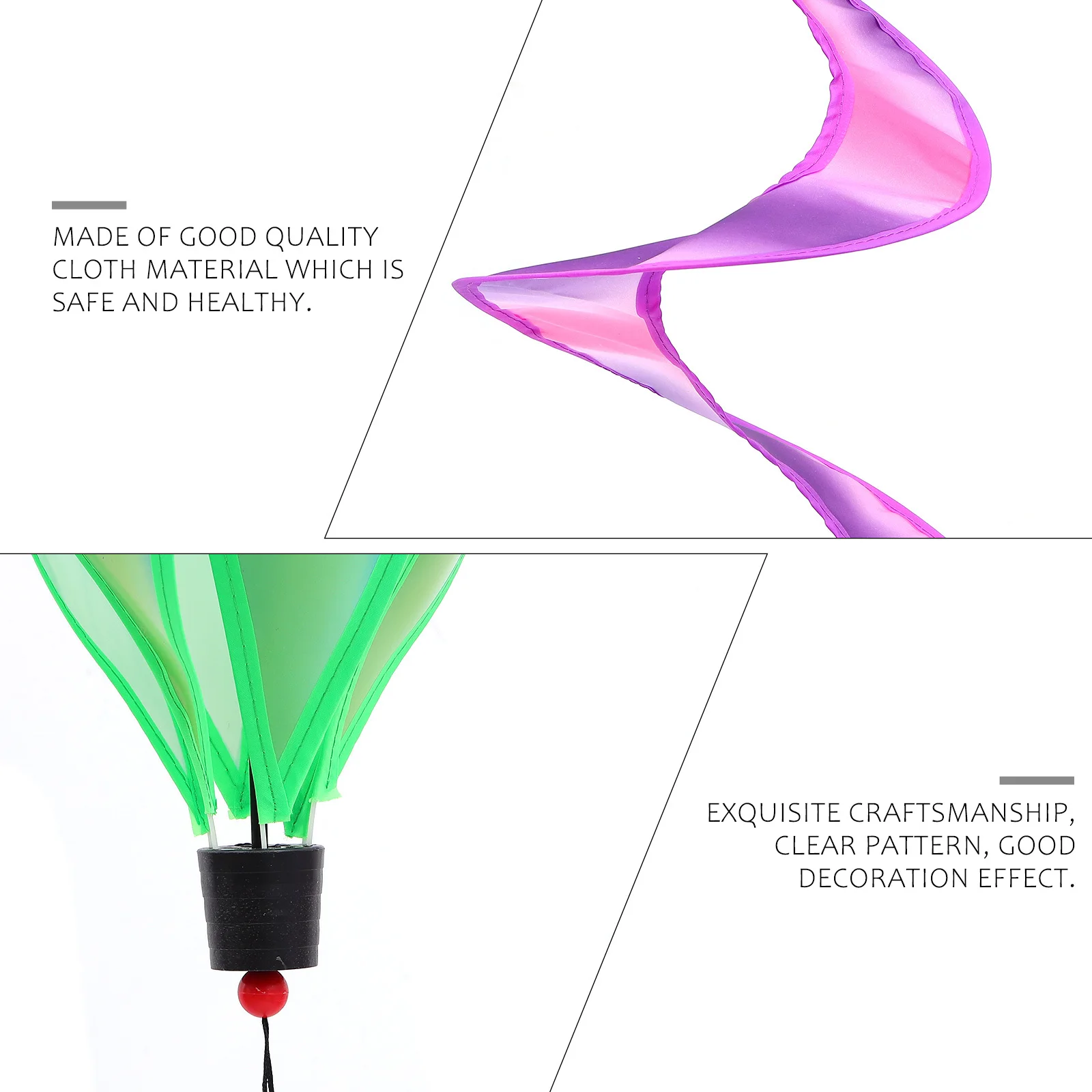 

4Pcs Rainbow Hot Air Balloons Cloth Wind Spinners Outdoor Hanging Decor Garden Party Yard Decorations Decorative Spiral Balloon